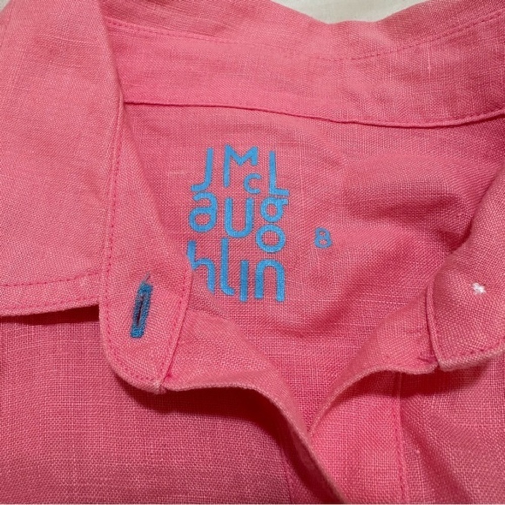 J.McLaughlin Britt Linen Point‎ Collar Long Sleeve Button Front Blouse Size 8 - Picture 8 of 9